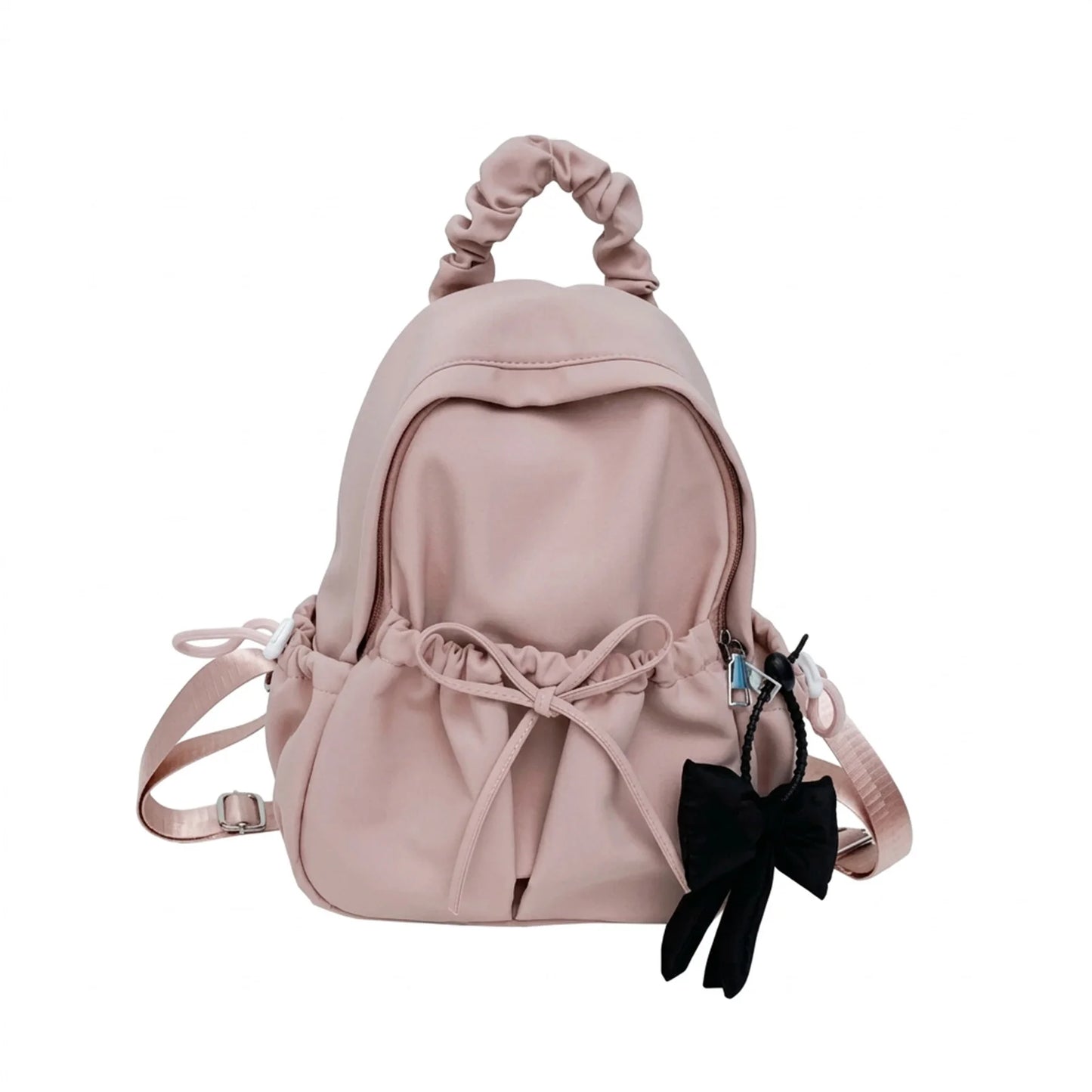 Nylon Pleated Backpack Large Capacity Waterproof Casual Daypack For Travel School Peaceful Pleasures Health and Wellness Pink