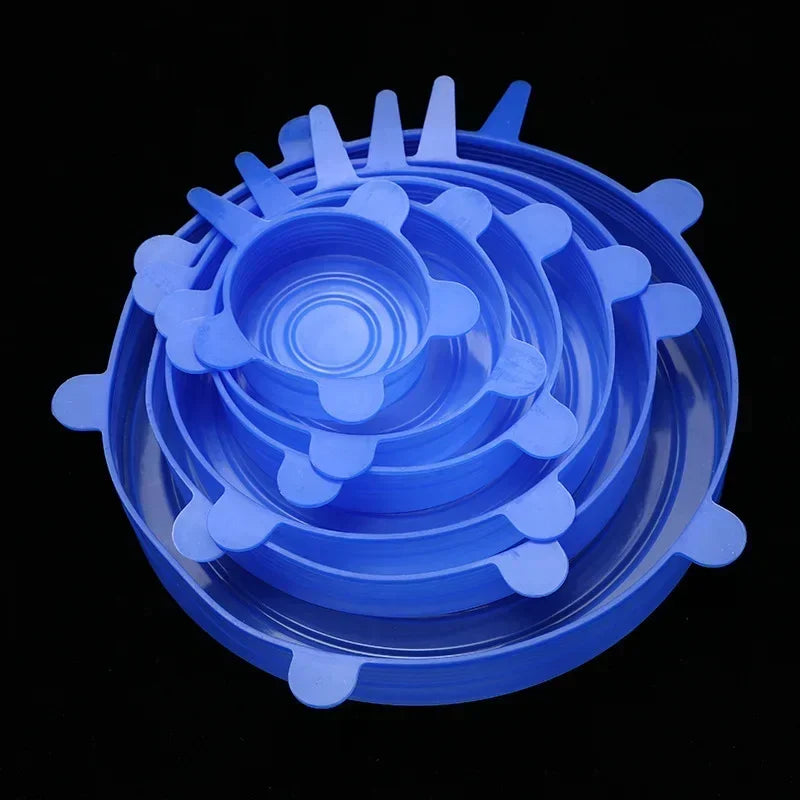 Universal For Kitchen Utensil Lid Kitchen Storage Organization Reusable Stretch Silicone Cover Lids Food Utensils Home Microwave Peaceful Pleasures Health and Wellness Round-blue