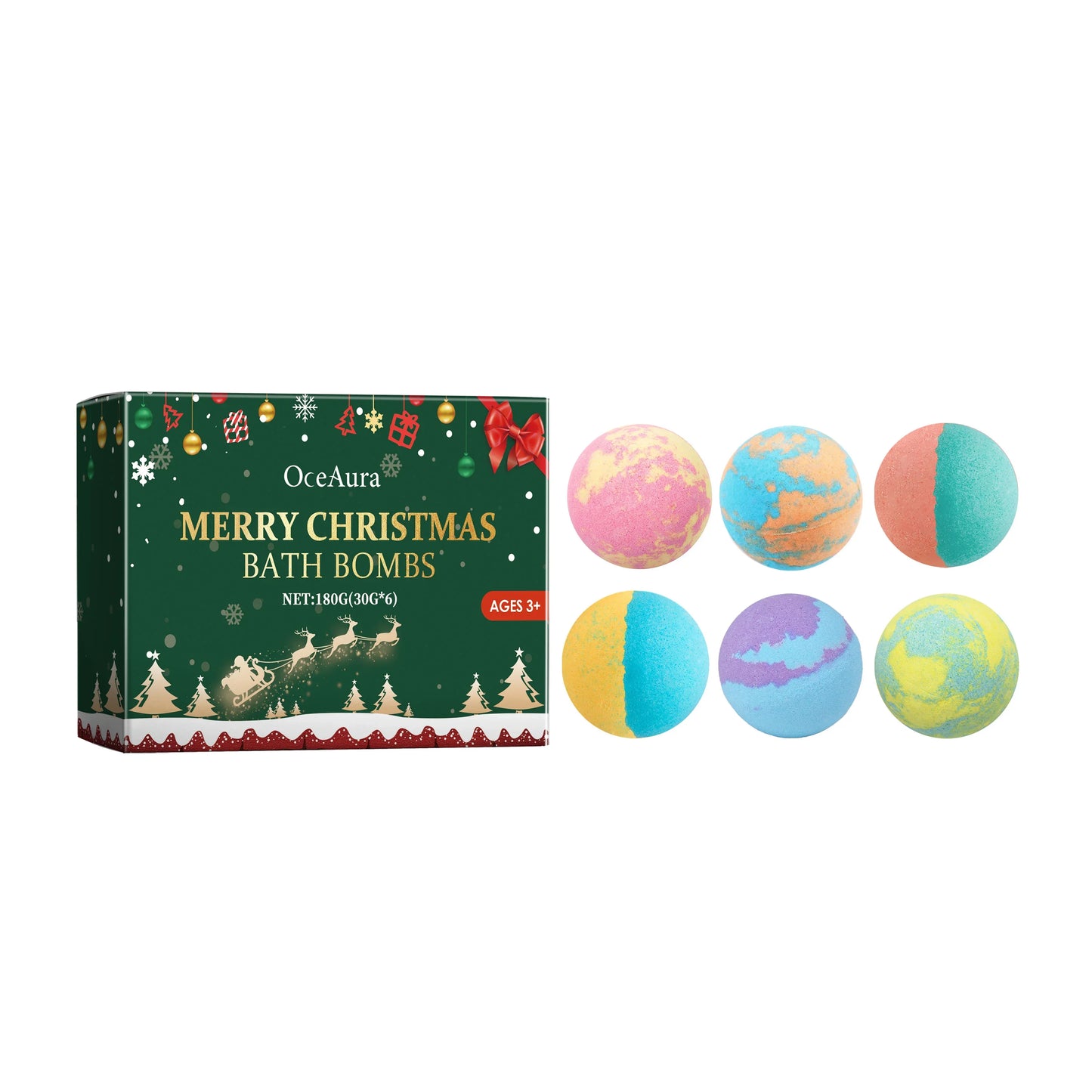 OceAura Colorful Bath Bombs – Rosemary Foot Spa Set 180g