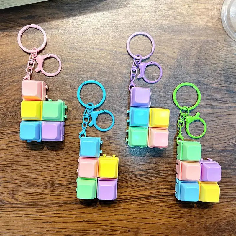 5pcs Detachable Colorful Keychain Decompression Toy Protable Soft Finger Press Random Color Stress Relief Keyboard Accessories Peaceful Pleasures Health and Wellness