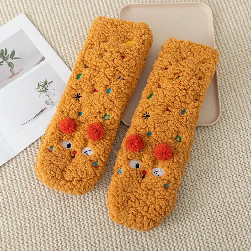 1 Pair Autumn And Winter Plush Floor Socks, Indoor Anti Slip Thick Warm Foot Socks, Family Bedroom Slippers And Sleeping Socks Peaceful Pleasures Health and Wellness