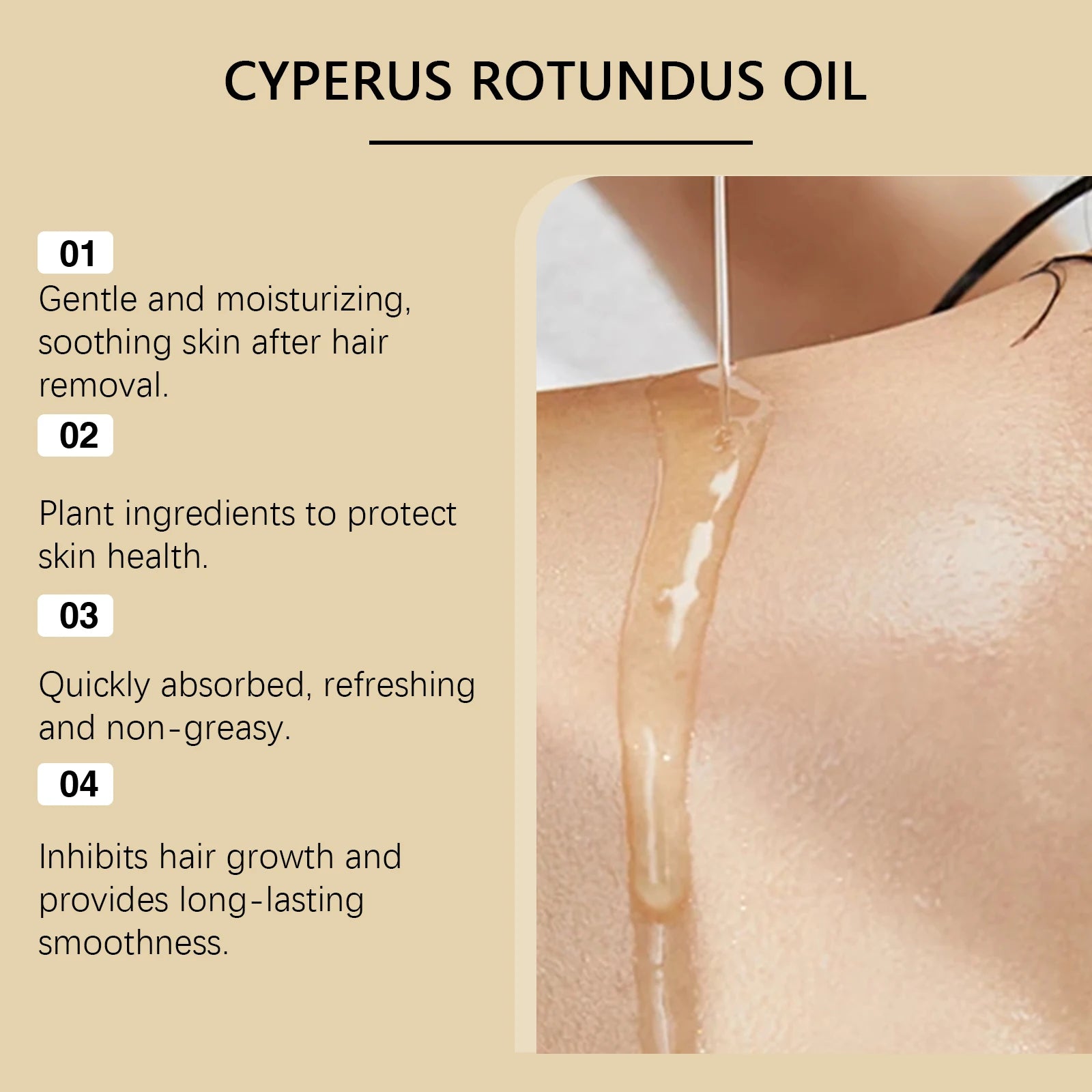 Cyperus Rotundus Hair Inhibitor Oil – Body & Face, 60ml Peaceful Pleasures Health and Wellness