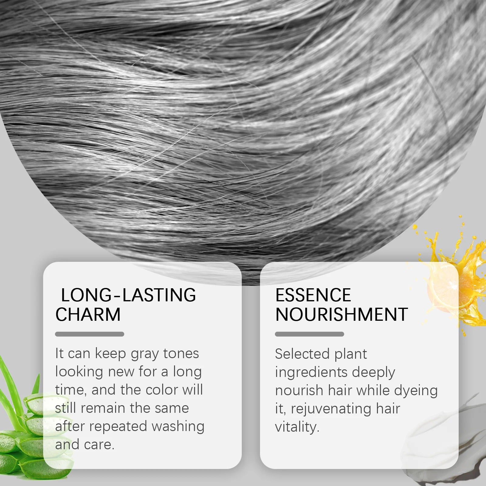 Gray Color Hair Dye Cream Light Color Silver Hair Long-Lasting Color Lock Shiny Hair Unisex Smoky Punk Style Hair Dyeing Cream Peaceful Pleasures Health and Wellness