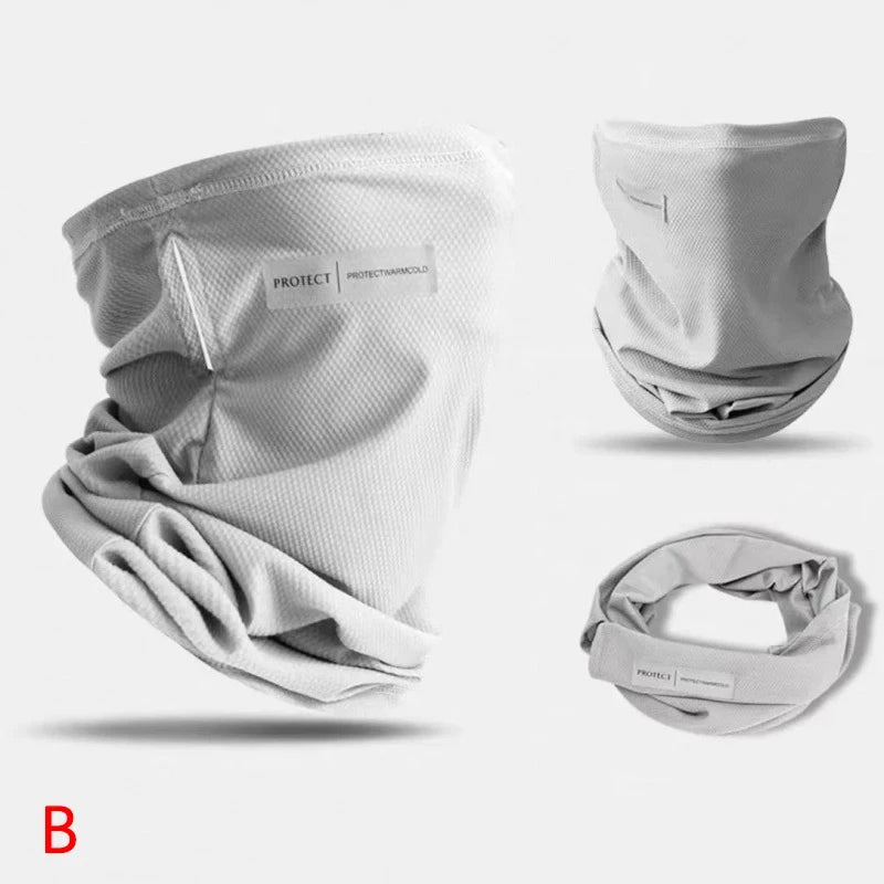 Summer Ice Silk Sunscreen Mask For Men Women Outdoor Cycling Face Cover Solid Color Neck Wrap UV Protection Ear Bandana Scarf Peaceful Pleasures Health and Wellness B