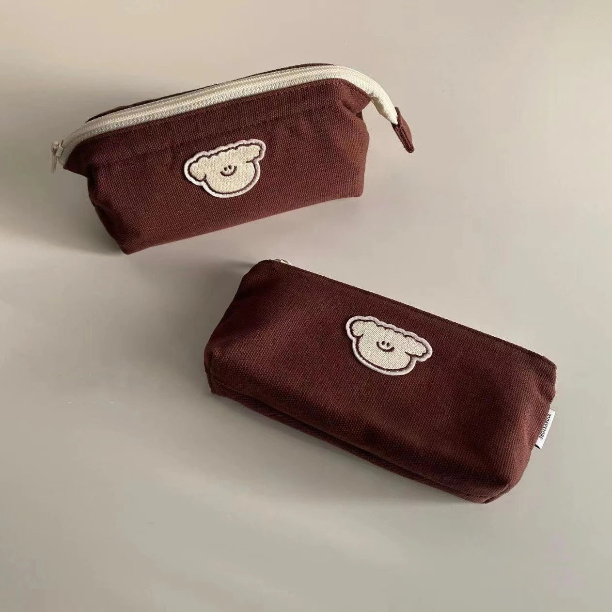 Cat Dog Pencil Case Japanese Style Large Capacity Simple Minority High Appearance Korean Canvas Exquisite Stationery Storage Bag Peaceful Pleasures Health and Wellness