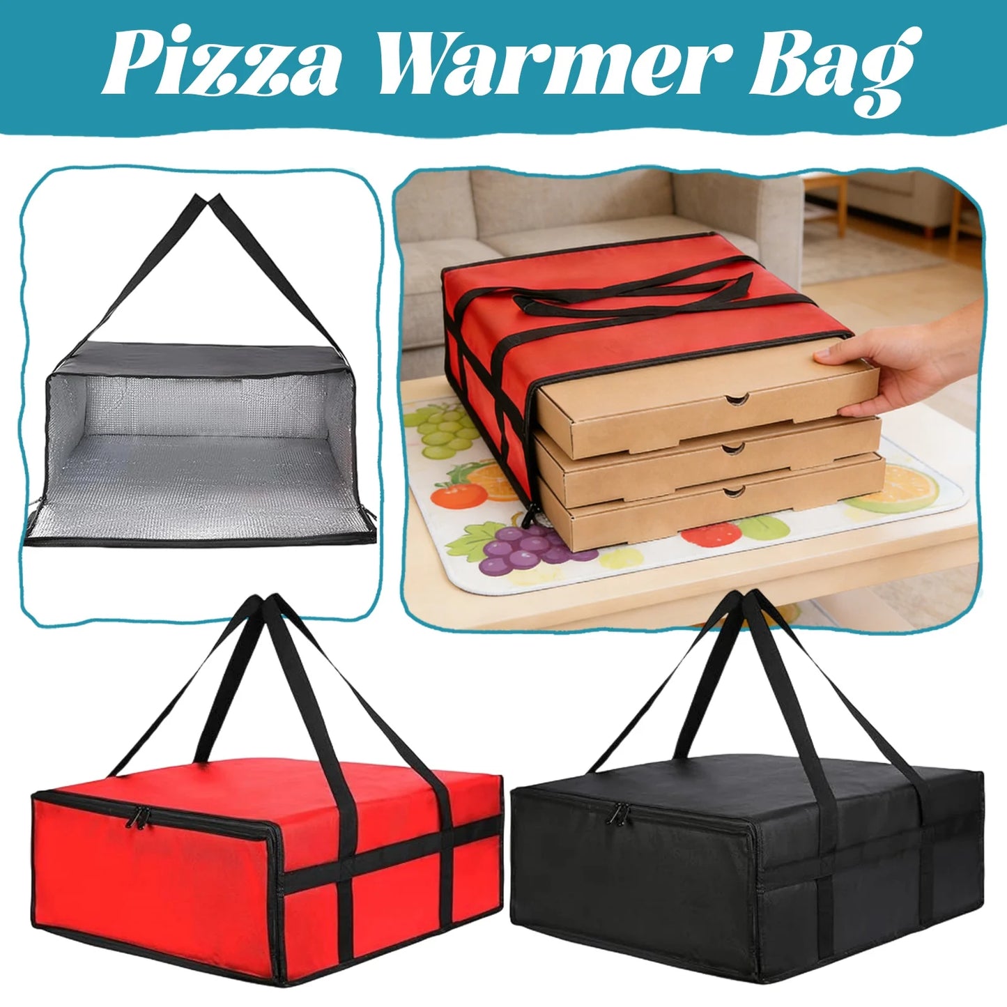 Insulated Pizza Delivery Bag | Hot & Cold Food Carrier