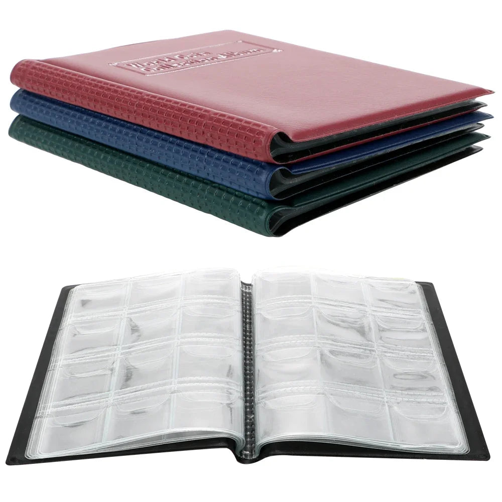 PU Leather Coin Collection Album – 60 or 120 Pocket Organizer
