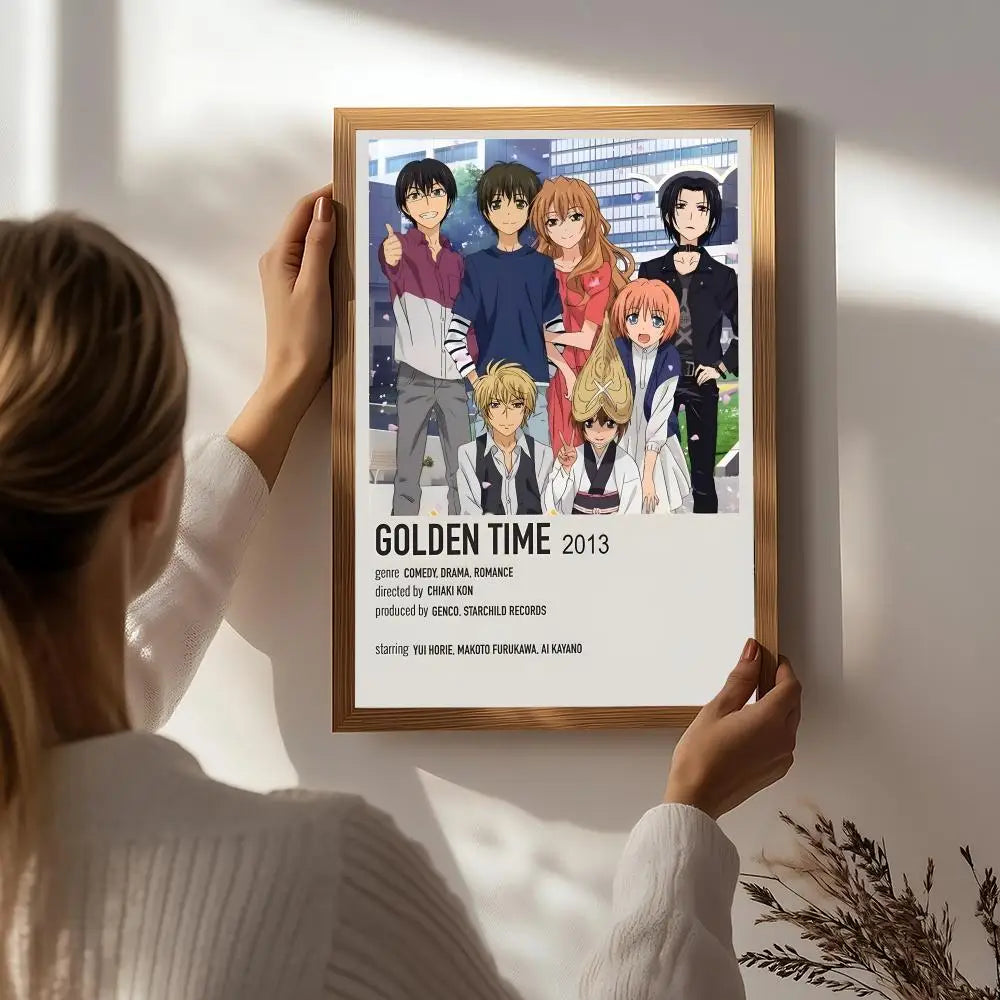Golden Time Anime HD Self-Adhesive Waterproof Wall Poster Anime Wall Poster Peaceful Pleasures Health and Wellness White4 21X30cmNoframe