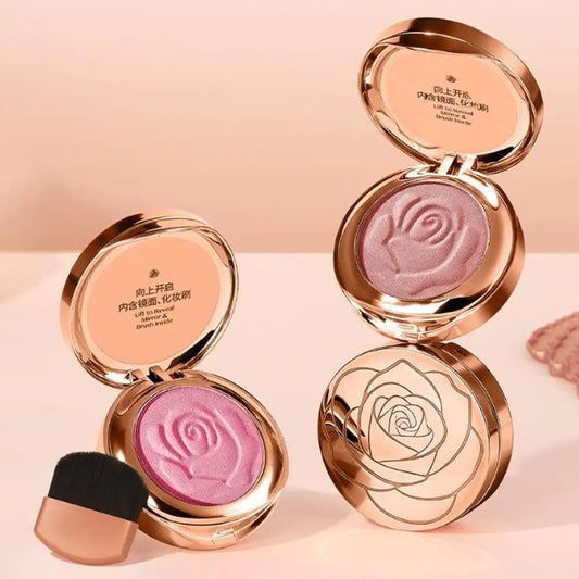 3-in-1 Multifunctional Blush Plate Enhance Complexion Lasting Brightening Monochrome Rose Professional Shiny Matte Blush Palette Peaceful Pleasures Health and Wellness