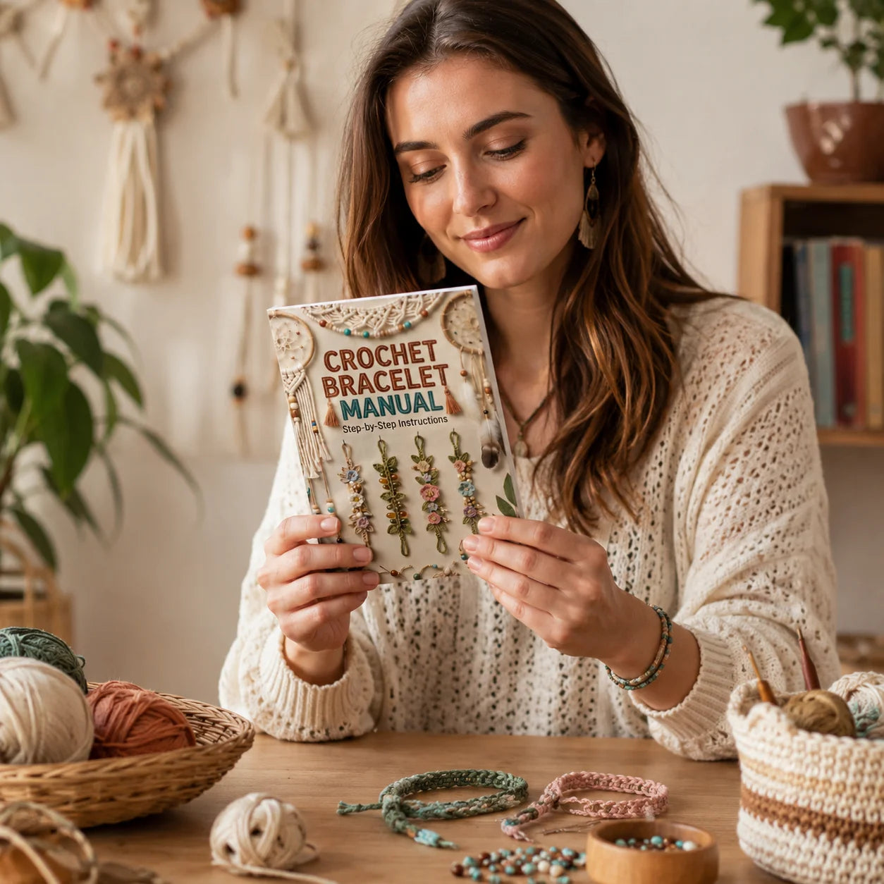 Crochet Bracelet Manual Step Instructions Book DIY Handmade Guide