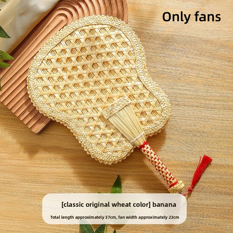1pc Chinese Hand Woven DIY Home Decoration Heat Dissipation Bedroom Living Room Summer Cooling Weaving Hand Fan Peaceful Pleasures Health and Wellness Banana fan 1pc