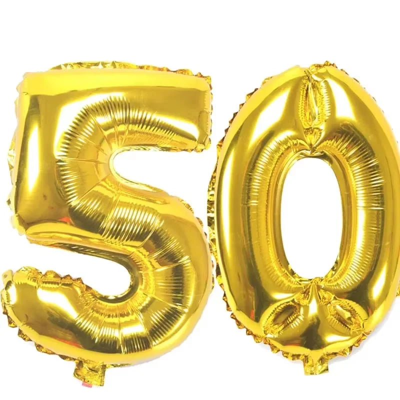 40" Giant Number Balloons – Birthday & Anniversary Gold/Silver