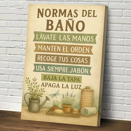Spanish Humorous Hygiene Quotes Nature Canvas Wall Art Print Canvas Wall Art Peaceful Pleasures Health and Wellness G4692 30x40cm Wood Framed