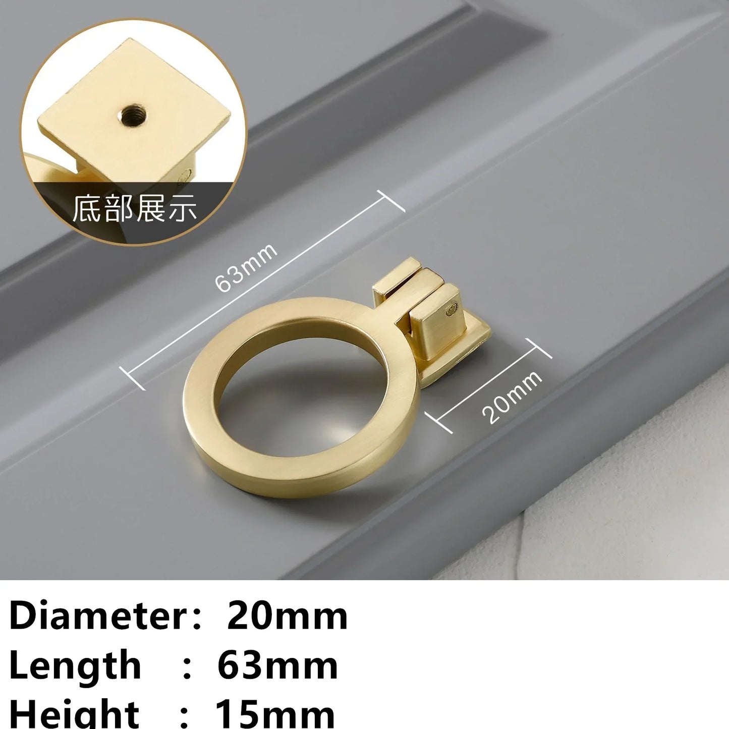 Golden Ring Cabinet Knob – Single Hole Zinc Alloy Drawer Handle