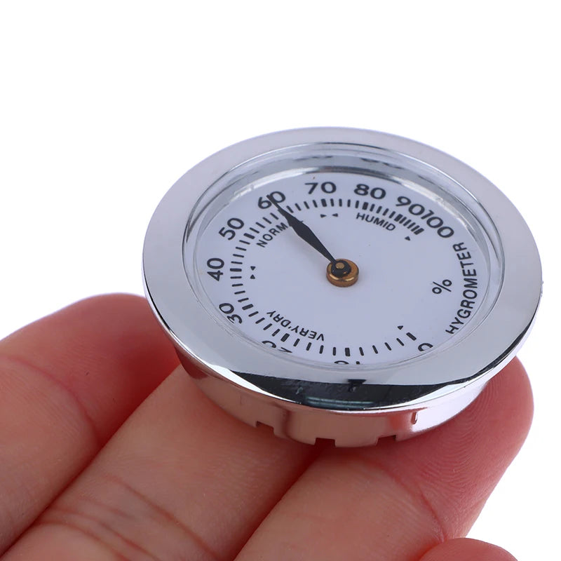 Cigar Box Juggling Moisture-proof Box Direct Pin Embedded 37mm Pointer Mini Gold Silver Thermometer Hygrometer Peaceful Pleasures Health and Wellness