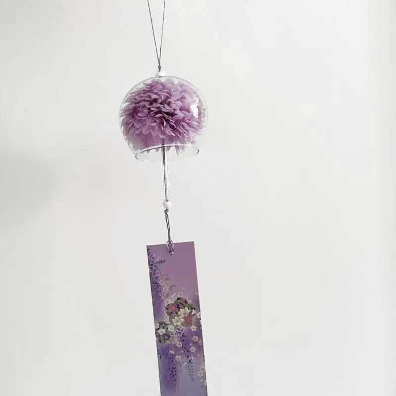 Japanese Glass Wind Chime with Artificial Flower | Home Decor Glass Wind Chime Peaceful Pleasures Health and Wellness E