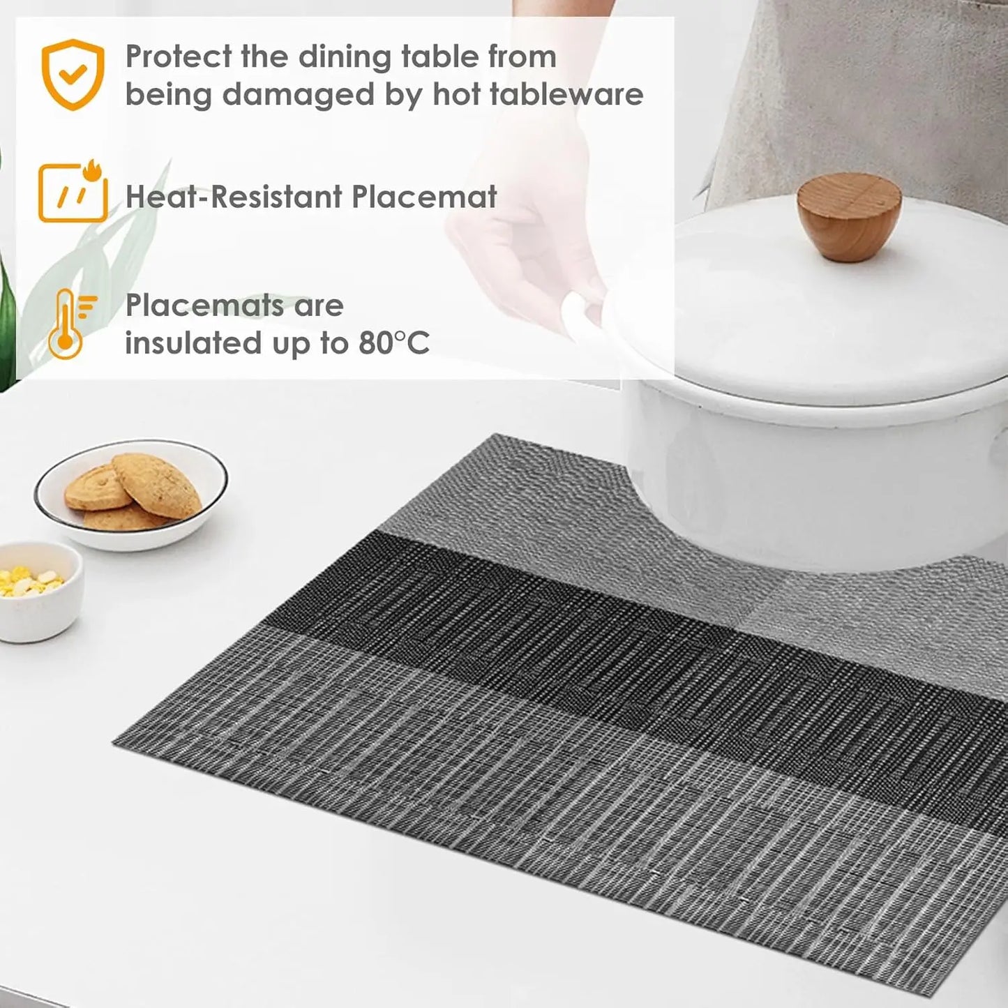 PVC Placemats Set of 6 with Coasters – Washable & Non-Slip