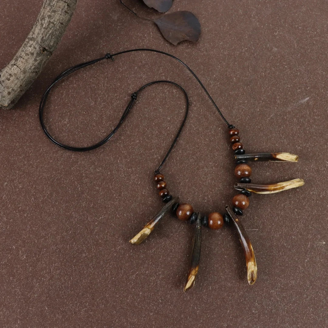 Viking Tribal Tooth Pendant Necklace Medieval LARP Costume Jewelry