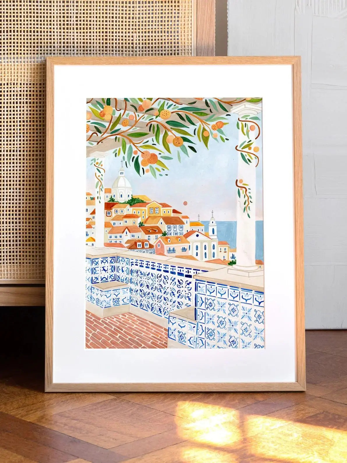 Lisbon Poster, Portugal Art Print, Kitchen Wall Art, Portuguese Tile, Hand Painted, Travel, New Home, Housewarming Gift, Quirky Peaceful Pleasures Health and Wellness WS0641 20x30cm Unframed