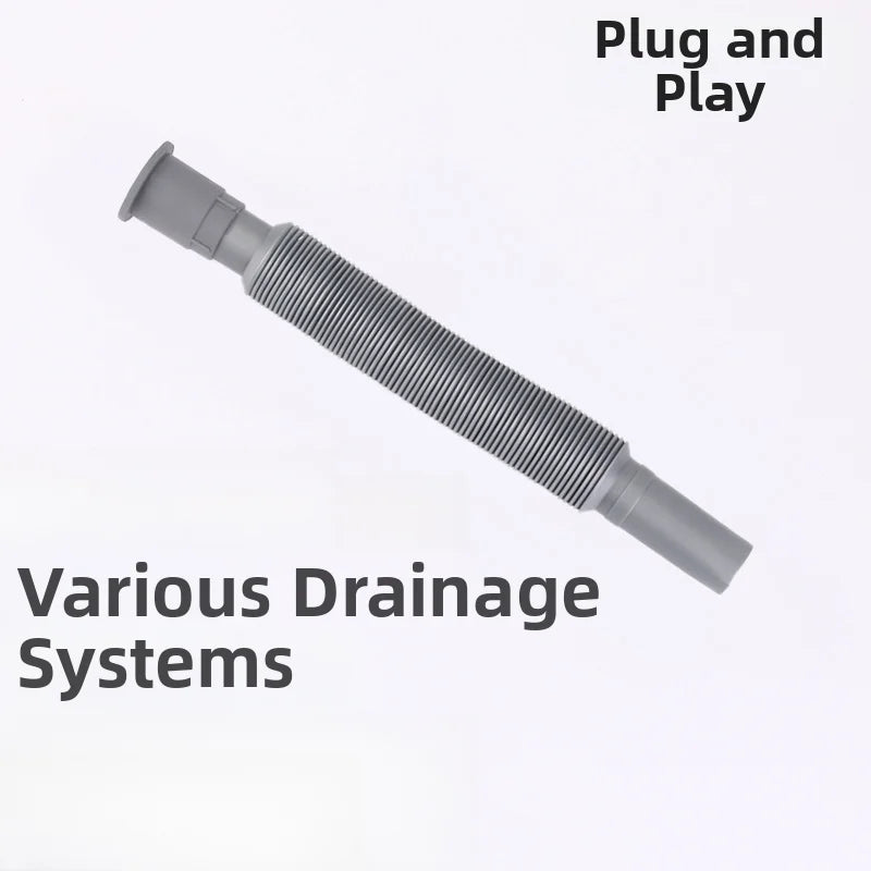 Extendable Sink Drain Hose 80–90cm | Flexible PP+PVC Pipe