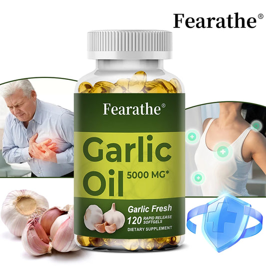Premium Garlic Fresh 5000mg, Garlic Oil Dietary Supplement for Heart Health and Circulation Support with Antioxidant, NON-GMO Peaceful Pleasures Health and Wellness