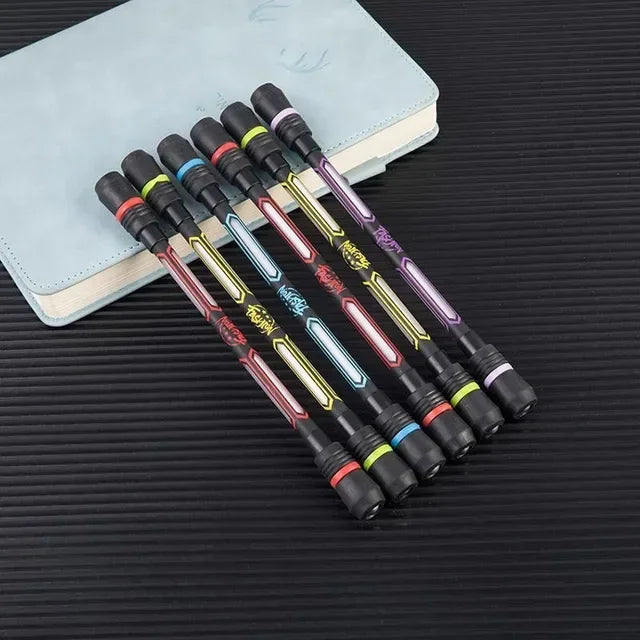 Adult Kids Spiner Pen Spinner Toy Antistress Spinning Pen Stress Reliever Anti-slip Ballpoint Pens Hand Spinner Stress Toy Peaceful Pleasures Health and Wellness 6PCS(Random Color)