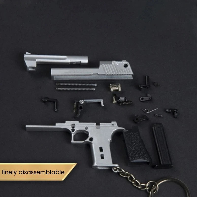 Alloy 1:4 Scale Mini Desert Eagle Pistol Keychain Metal Toy Gun Model for Adults Kids Christmas Gift Peaceful Pleasures Health and Wellness
