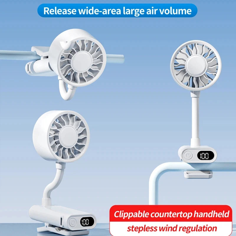 Portable Clip Fan with Soft 360° Flexible Hose Cooling Device Rechargeable Adjustable Speed Perfect for Picnics Beach Offices Peaceful Pleasures Health and Wellness