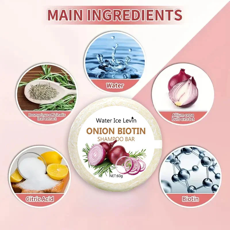 Onion & Biotin Shampoo Bar 60g – Rosemary, All Hair Types