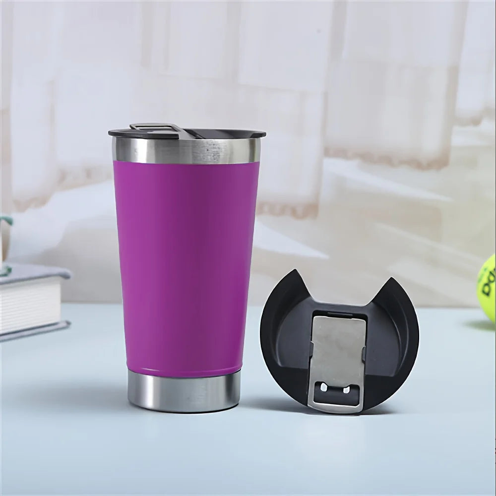 8-Pack 16oz Vacuum Insulated Beer Tumbler Set with Bottle Opener