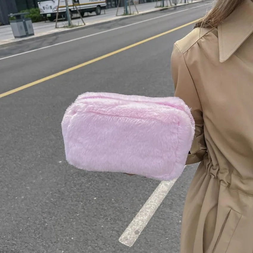 Plush Cosmetic Bag Pencil Girl Candy Hand Banquet Party Lady Makeup