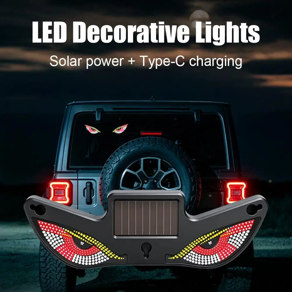 Solar Demon Eye LED Car Window Dynamic Devil Eyes LED Ambient Lights Animated Flashing Warning Lamp for SUV Rear Windshield Peaceful Pleasures Health and Wellness