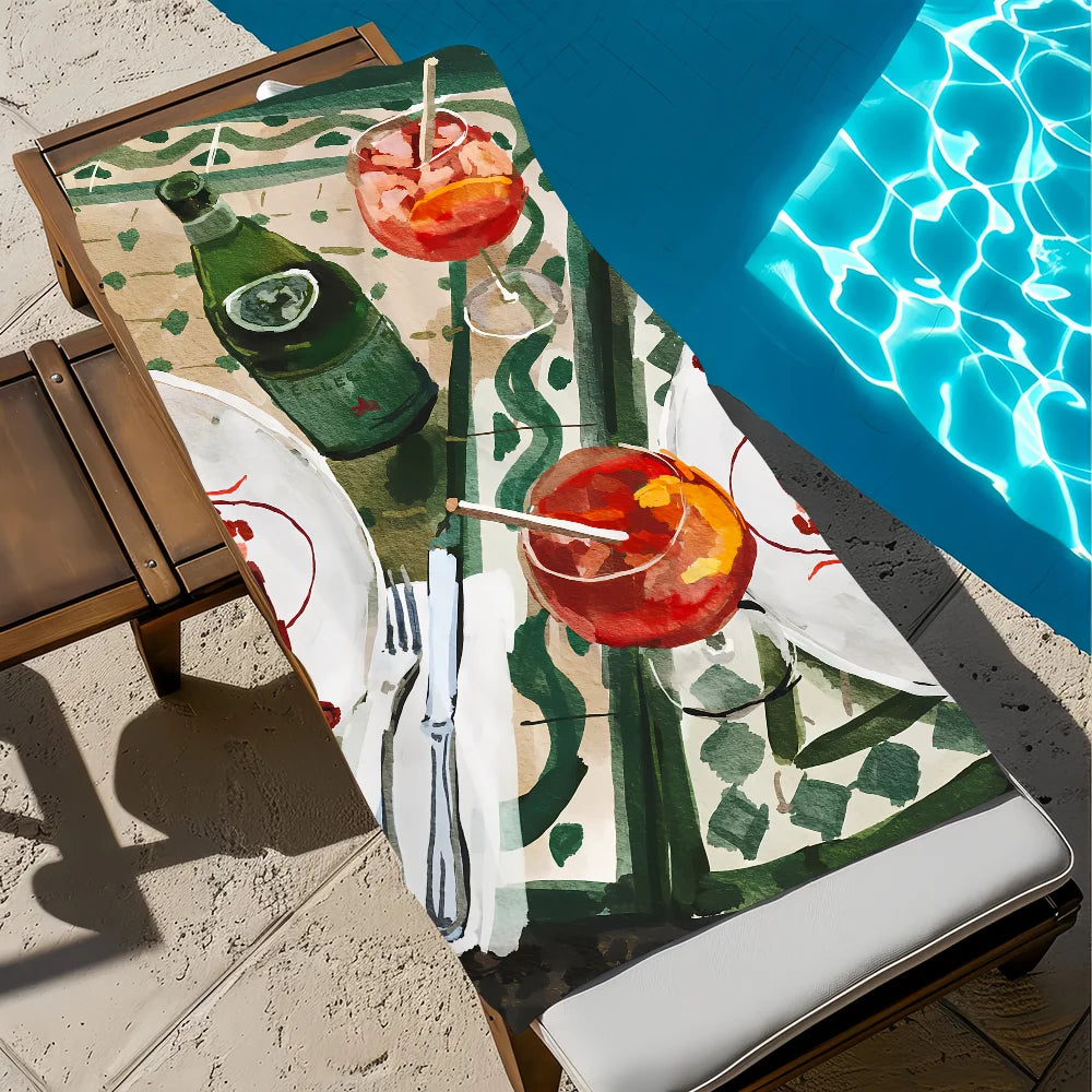 Aperol Spritz Quick-Dry Beach Towel | Soft Pool & Travel Towel Quick-Dry Beach Towel Peaceful Pleasures Health and Wellness z2 STJ80x160CM