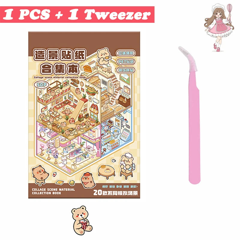 20-in-1 3D Cartoon Sticker Scene Book | DIY Creative Gift for Kids