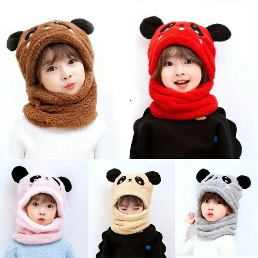 Kids Bear-Ear Hooded Hat & Scarf Set | Warm Winter Knit Kids Winter Hat Set Peaceful Pleasures Health and Wellness