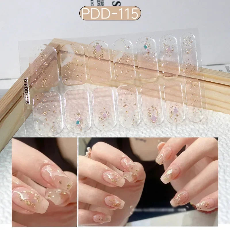 Self Adhesive Sparkling Glitter Full Cover Designer Art Nail Decoration Fashion Manicure Nail Stickers Peaceful Pleasures Health and Wellness PDD-115