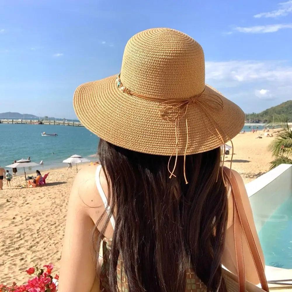 Starfish Wide Brim Straw Sun Hat – Foldable & Elegant