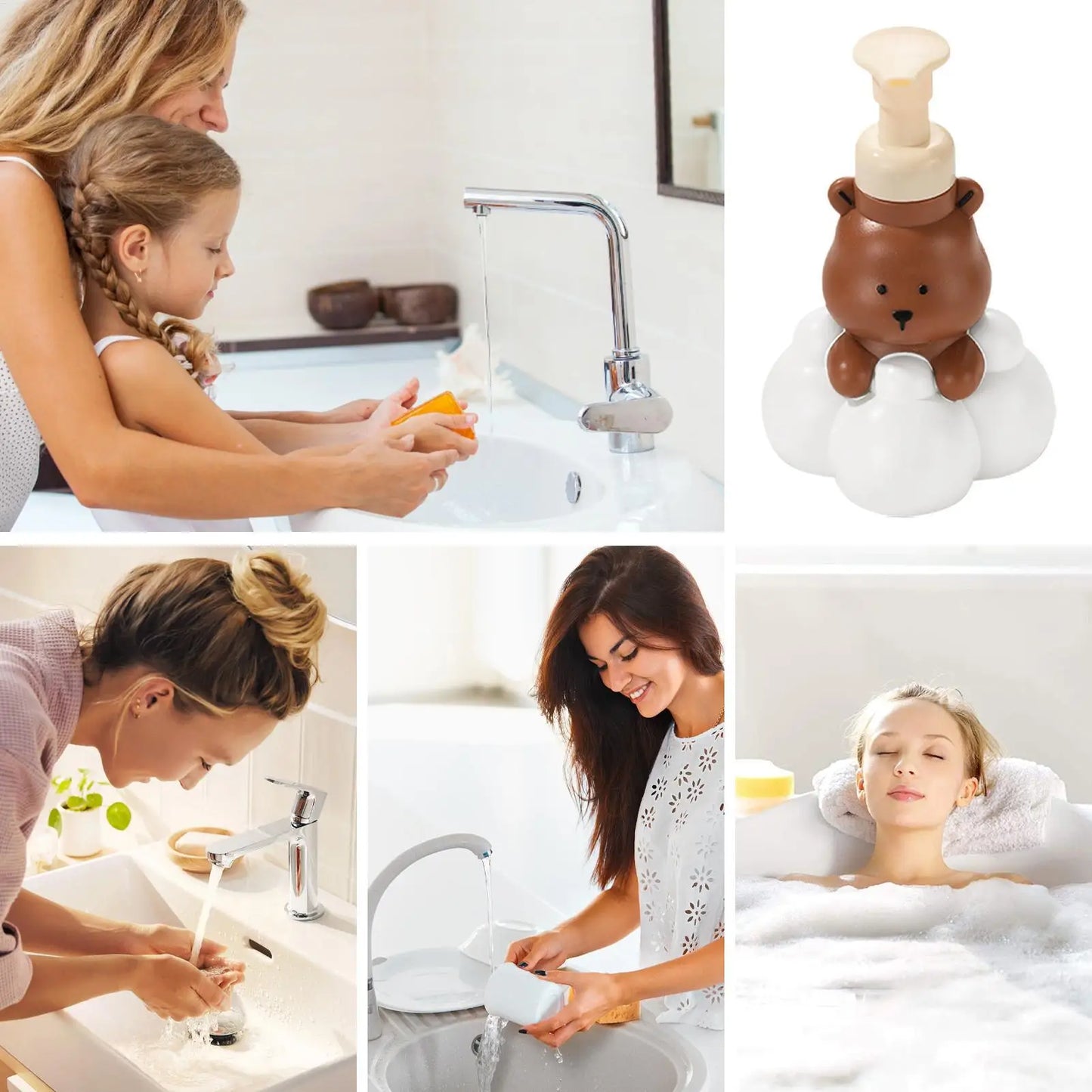 Dish Soap Dispenser Decorative Bear Refillable Pump Bottle Bathroom Soap Dispenser For Shower Gel Lotion Liquid Shampoo Home Peaceful Pleasures Health and Wellness