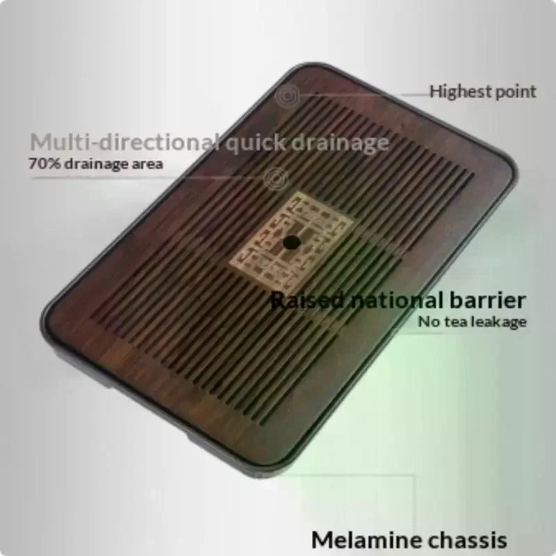 Gongfu Tea Tray Vintage Wood Drawer Storage & Drain Tea Ceremony Tray Peaceful Pleasures Health and Wellness