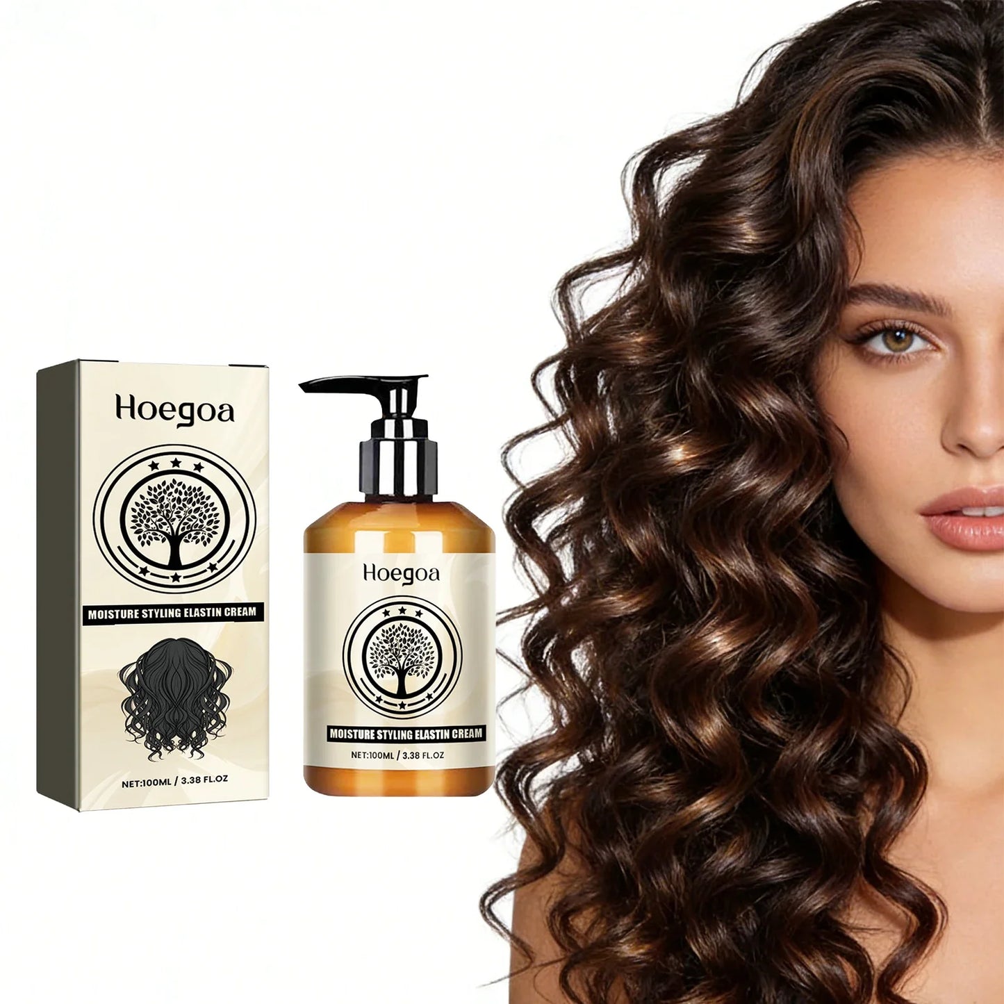 HOEGOA Elastin Curl Cream – Volume, Moisture & Frizz Control