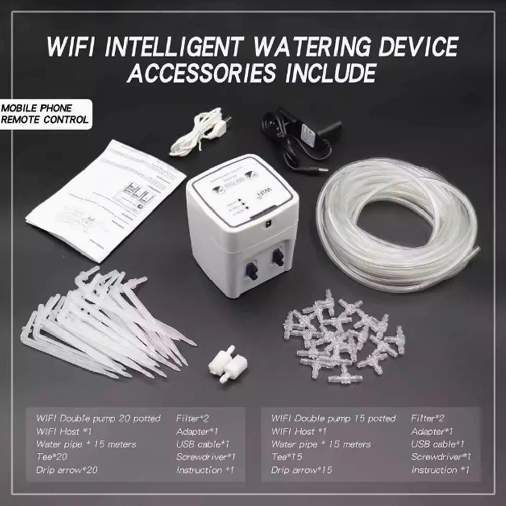 WIFI Irrigation System Remote APP Controller for Garden Terrace Intelligent Watering Device Double Pump Timed Automatic Drip Peaceful Pleasures Health and Wellness
