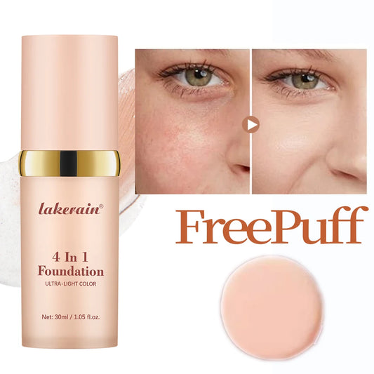 SPF30+Color Changing Foundation 4 in 1 Sun Liquid Moisture Waterproof Nourishes Coverage for All Skin Types Free Puff Peaceful Pleasures Health and Wellness