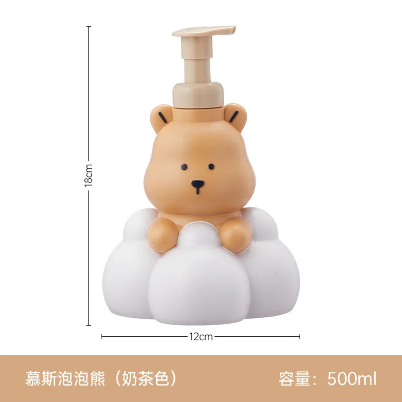 New Cartoon Cloud Bear Foam Bottle Cute Cartoon Hand Wash Pump Shampoo Cleanser Foaming Mousse Dispenser Bathroom Bathing Bottle Peaceful Pleasures Health and Wellness 500ml 1