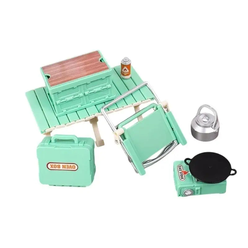 Miniature Camping Chair & Table Set | Dollhouse Figurine