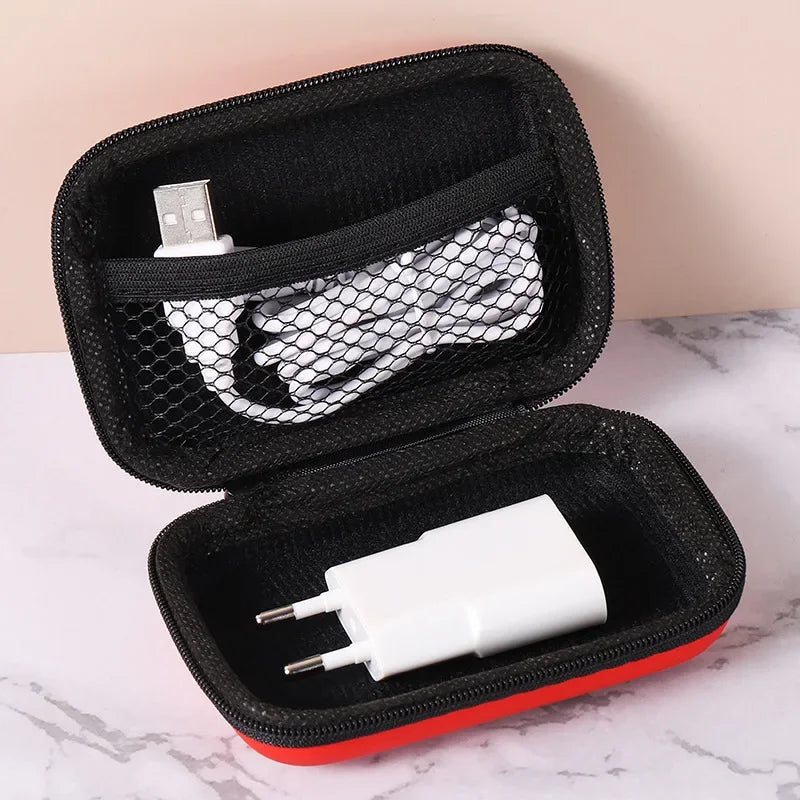 Portable EVA Travel Cable & Earphone Organizer Zipper Case