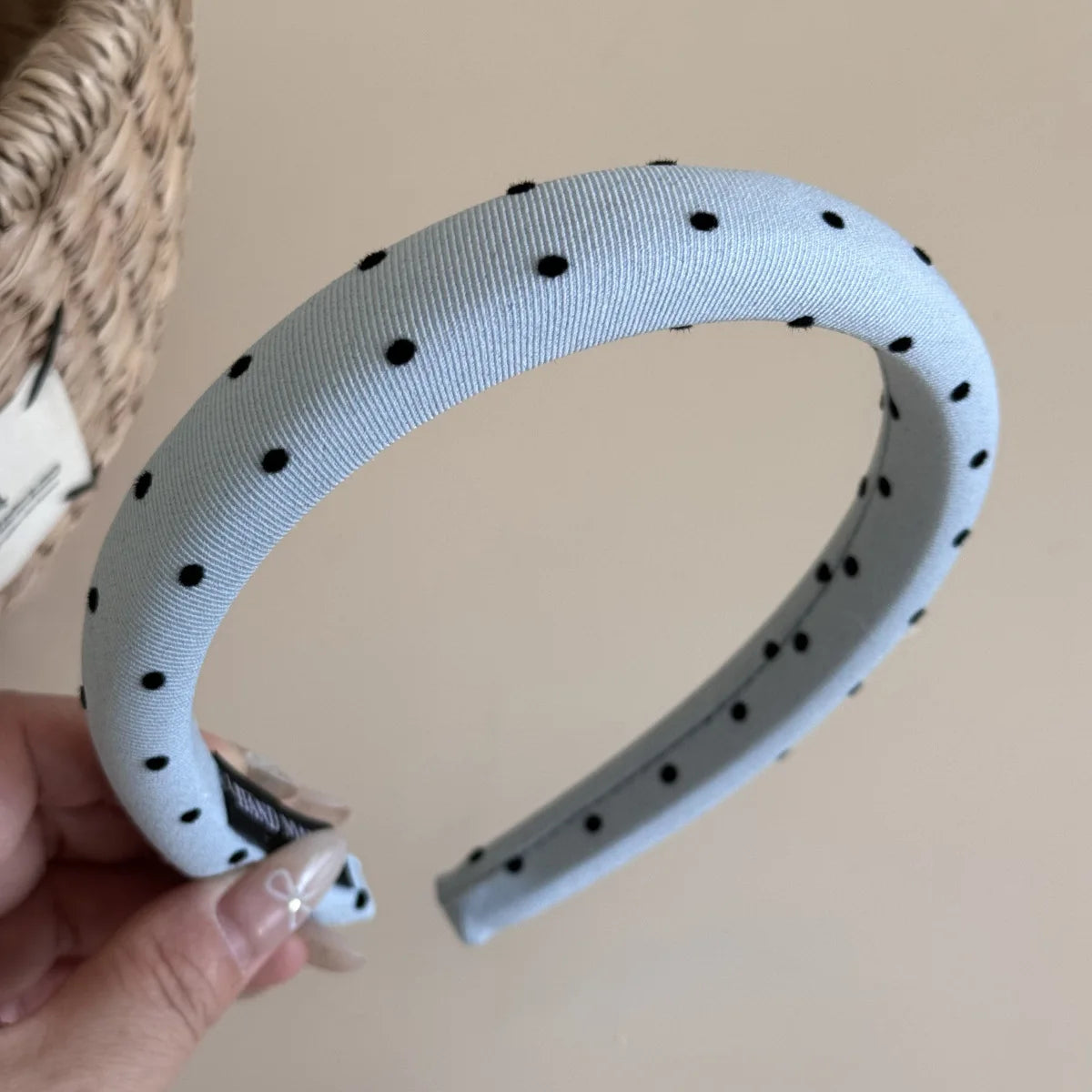 Sea Salt Hair Hoop Seaside Blue Striped Polka Dot Twill Fabric Sponge Headband Pressure Hair Accessories Daily Wear Decoration Peaceful Pleasures Health and Wellness K