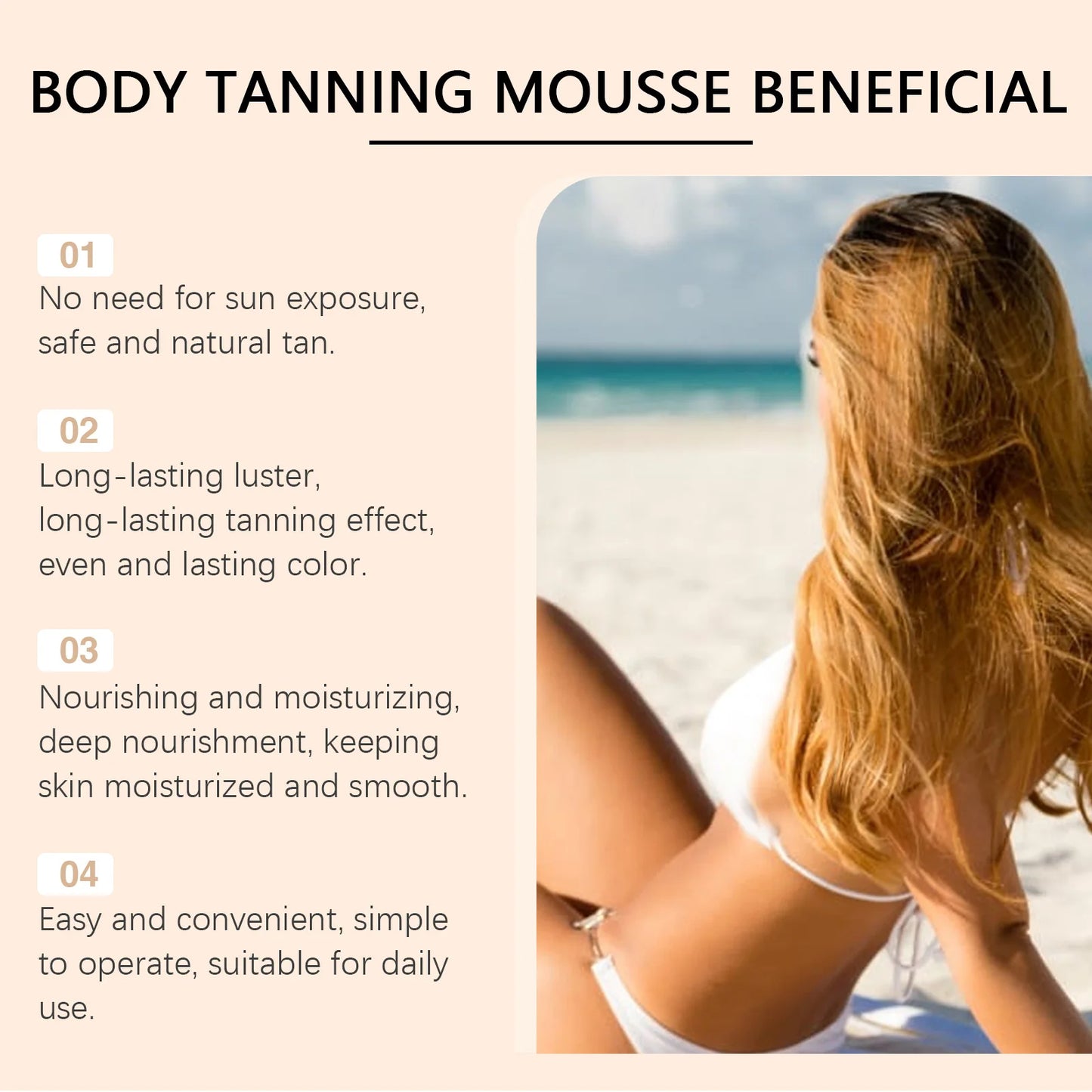 Sunless Self Tanning Mousse – Natural Bronze Glow Face & Body