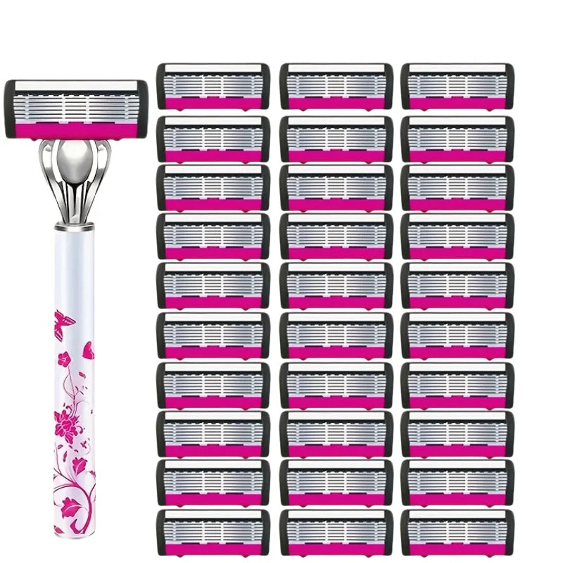 Men's 6-Blade Reusable Razor with Replaceable Head