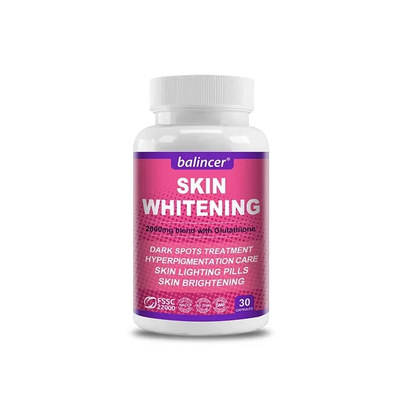 Glutathione + Collagen + Vitamin C Capsules - 2000mcg Skin Whitening, Anti-Aging & Antioxidant, Hair Skin Nails Joint Support Peaceful Pleasures Health and Wellness 30 count- 1 bottle