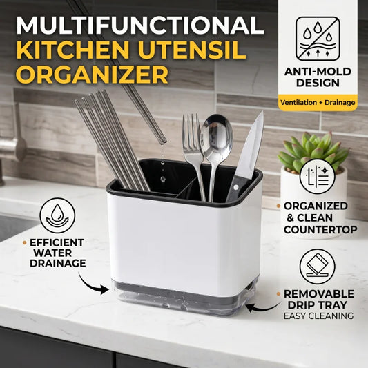 Household Multi-Functional Tableware Rack, Kitchen Tableware Drain Rack, Chopsticks Rack, Spoon, Chopsticks, Fork, Storage Rack Peaceful Pleasures Health and Wellness